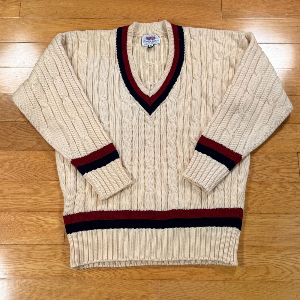 Vintage Cable Car Clothiers Robert Kirk Wool Cricket Sweater Mens 44 England